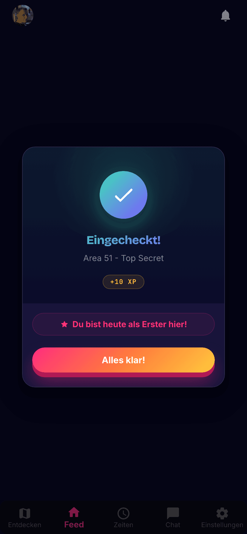 Check-in Erfolg